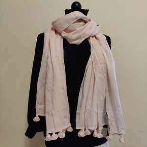 J. Crew Light Pink Large Scarf or Wrap with Tassels, 🆕